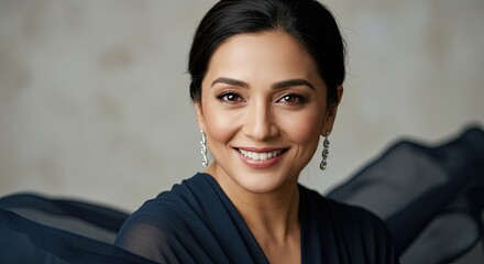 Woman, smiling, elegant attire