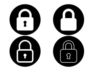 Lock Icons Security and Privacy Set White on Black