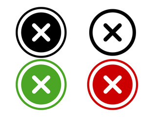 Cross Icon Vector Design Set Black White Green Red