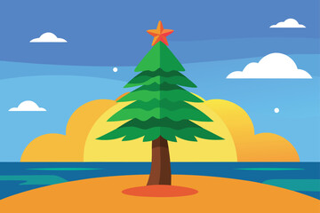 tropical island with palm trees