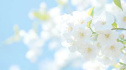 Delicate white blossoms bloom against a brilliant blue sky, capturing the essence of spring and the beauty of nature.