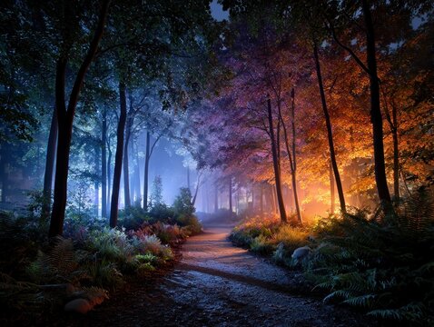 Mystical forest path at night (2)