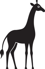 Fototapeta premium black giraffe silhouette standing on white background isolated on white background