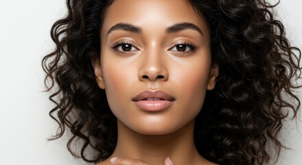 Woman with healthy skin and curly hair