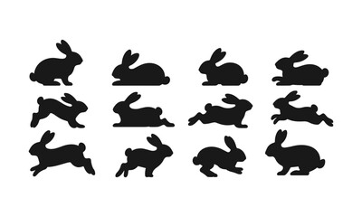 Black Silhouette Rabbits Set