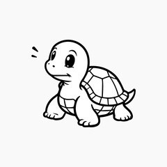 tortoise cartoon vector. Cute turtle vector design illustration.  black and white  turtle illustration vector
