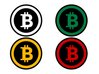 Bitcoin Cryptocurrency Icons Collection on Black Background Digital Currency Concept