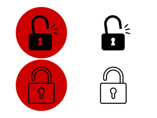 Unlocked Icons Graphic Red White Black Circles Security Symbol
