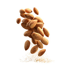 A cascading pile of almonds against a black background showcases natural and healthy snacks
