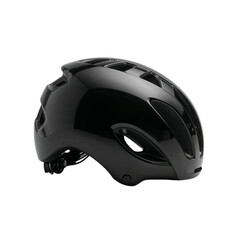 Fototapeta premium Sleek black bicycle helmet with a streamlined design, perfect for safety and style on cycling adventures, showcased against a transparent background.