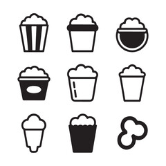 Popcorn Snack Icons for Cinema
