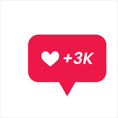 Social Media Like Notification Icon +3K – Flat UI Heart Bubble