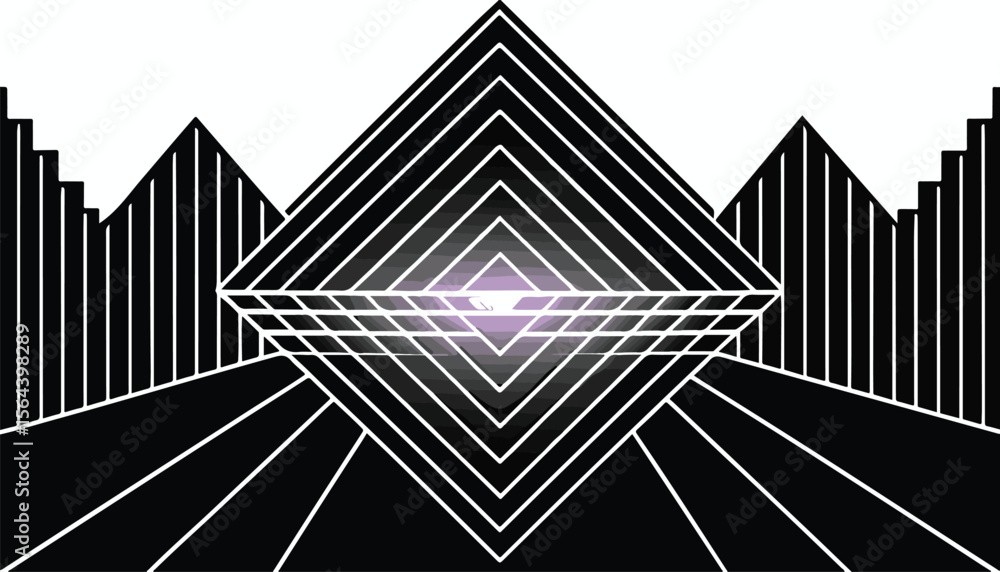 Poster abstract geometric black and white background with a captivating pattern of lines, creating an illus