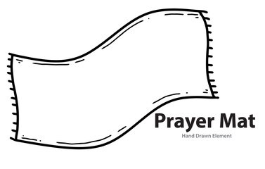 Flying prayer mat hand drawing, black outline, simple, coloring page