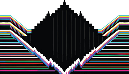 Colored pencil drawing of an abstract financial success concept with a 3D growth arrow and market data chart on a black background