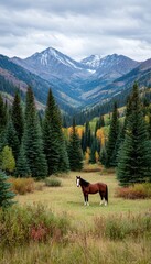 Horse in a mountain valley