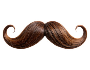  Vintage Brown Disguise Mustache with Curled Ends, isolated on transparent background PNG