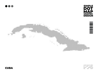 Precise dot map silhouette of Cuba. Flat vector design
