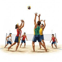 Fototapeta premium children playing volleyball