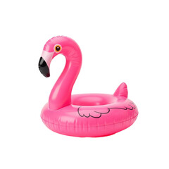 A vibrant pink flamingo inflatable pool float, perfect for summer vacations, beach parties, and poolside relaxation.