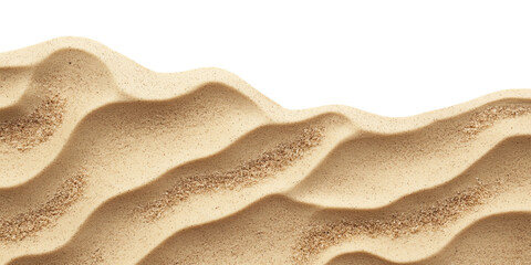 Smooth beach sand dunes isolated on transparent background, top view