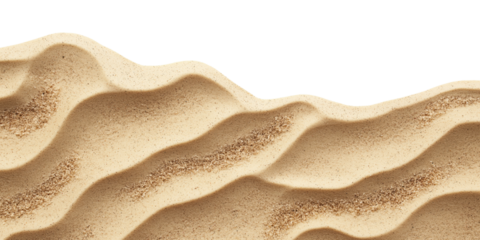 Smooth beach sand dunes isolated on transparent background, top view