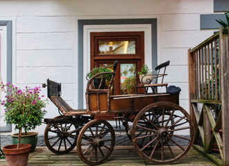 Village Scene at Marktplatz village square in Hallstatt, Salzkammergut, Austria