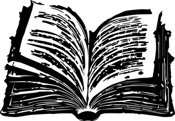 Open Book Silhouette Vector Black Knowledge Clipart on White Background