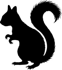 Standing Squirrel Silhouette Vector Black Forest Animal Clipart