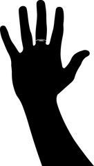 Hand Reaching Up Silhouette Vector Black Gesture Clipart on White Background