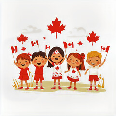 Kids celebrating Canada Day