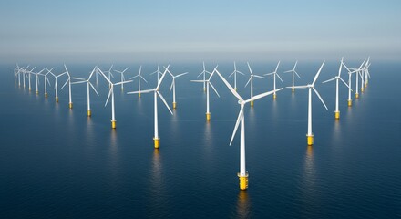 Offshore Wind Farm in the North Sea: Powering a Sustainable Future with Clean Energy. Investment in renewable energy for a greener planet, showcasing innovation and technology