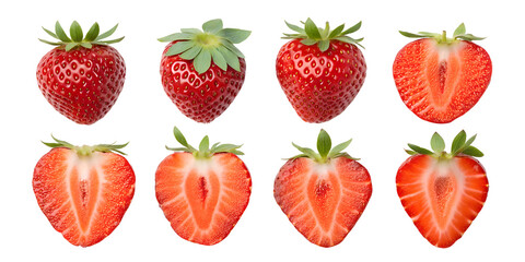 eight strawberries arranged set