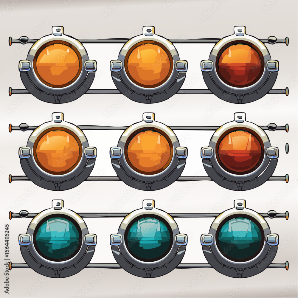 Poster vector icons of digital navigation panels with neon tones. futuristic, clean and functional, ideal f