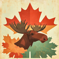 Maple leaf and moose
