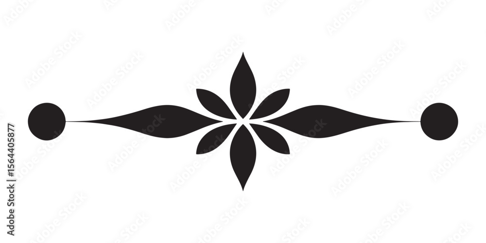 Poster elegant floral divider design with symmetrical leaf patterns and circular accents for invitations an