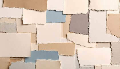 Torn Paper Pieces In Various Shades Of Brown And Beige Creating A Textured And Abstract Background