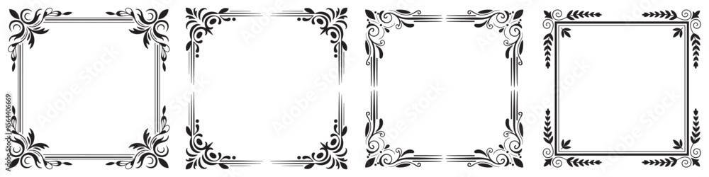 Poster elegant ornamental square frames collection decorative borders with swirls and flourishes vintage st