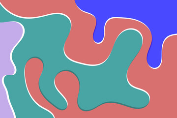 This abstract vector image features bold, layered color waves in organic shapes, blending retro tones like pink, green, blue, and beige to create a vibrant, fluid, and dynamic visual composition
