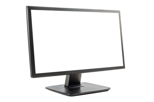 Black Computer Monitor isolated on Transparent Background