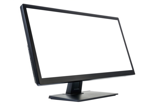 Black Computer Monitor isolated on Transparent Background