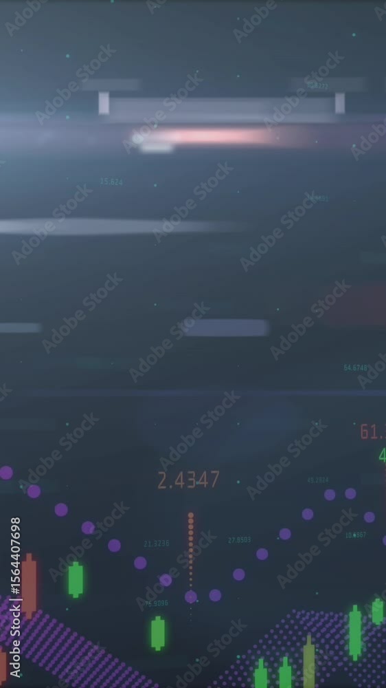 Poster animation of fingerprint over data processing and light spots