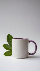 Speckled Mug with Purple Accents Minimalist Product Photography
