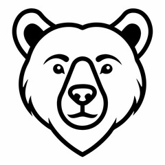 American Black Bear Head Line Art on White Background – Minimal Wildlife Vector
