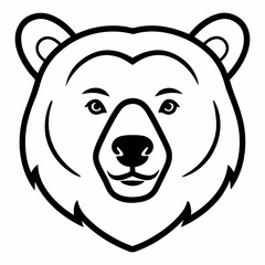 Brown Bear (Ursus Arctos) Head Line Art on White Background – Monochrome Wildlife Vector