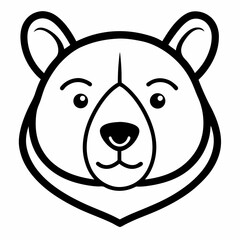 Cinnamon Bear Head Line Art on White Background – Minimal Wild Animal Vector