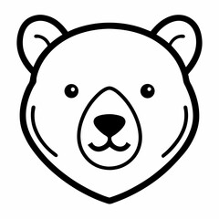 Cinnamon Bear Head Line Art on White Background – Monochrome Wildlife Vector