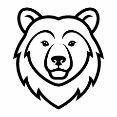 Himalayan Brown Bear Head Line Art on Black Background – Monochrome Wildlife Vector