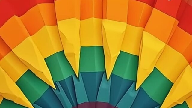 Seamless rainbow segments animation spinning in psychedelic retro style background

