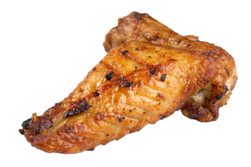 One Grilled Chicken Wing Traditional Tasty Delicious Meat Meal Piece isolated on Transparent Background